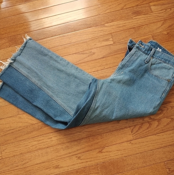 J. Crew Sim Wide Leg Jean Patchwork Raw Hem Sz 30 - Picture 5 of 15